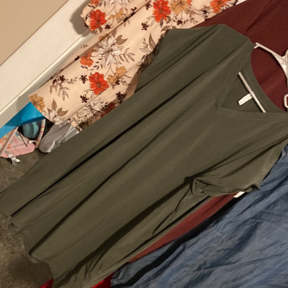 Sage green boxy dress. Lightweight. Perfect for layering for fall